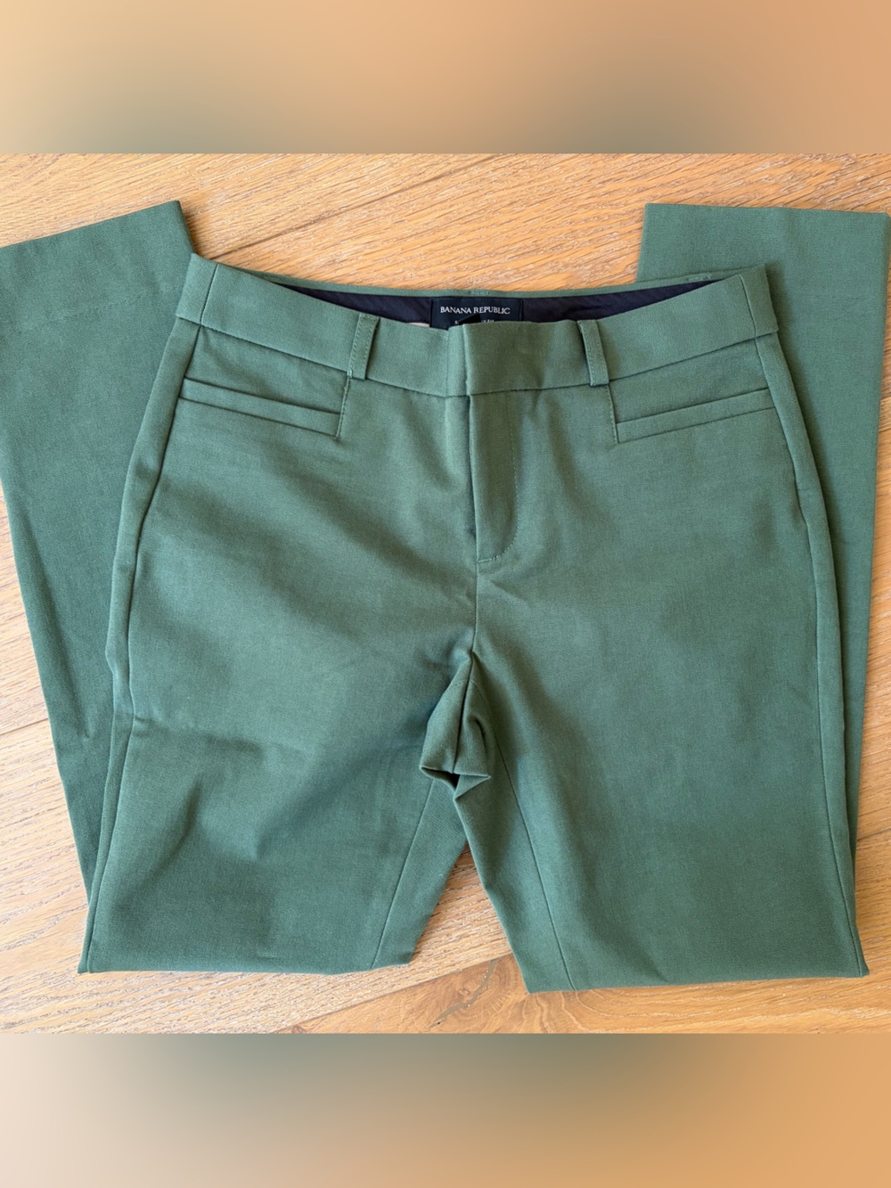 BANANA REPUBLIC Sloan Curvy Fit Sz 2 Olive Green Cotton Blend Work Pants NWOT - Picture 2 of 6